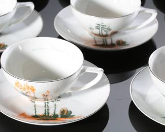 Lot of 11 Vintage Blakely Oil & Gas Fine China Arizona Cactus Coffee Cup & Saucer Sets 
