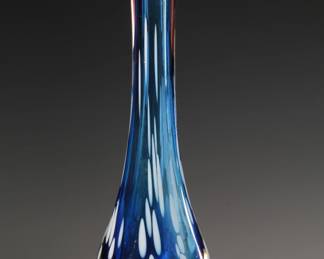 Signed Studio Art Glass Bud Vase MCM Long Neck 
