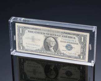 1957 B Silver Certificate One Dollar Acrylic Encased
