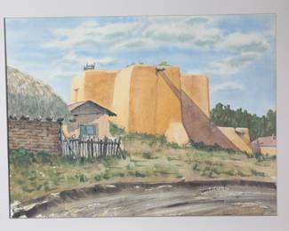 *Original*  Watercolor W.O. Nobles Adobe Building Art Painting&nbsp;
