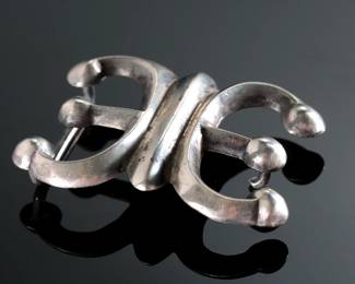 Vintage Navajo Sand Cast Silver Belt Buckle Native American 
