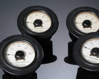Lot of 4 Vintage Western Electric Milliamperes DC Meter Meters MR35W080DCMA D-170198
