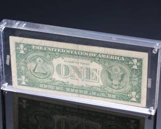 1957 B Silver Certificate One Dollar Acrylic Encased
