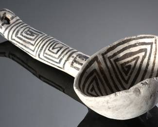Prehistoric Anasazi Black-On-White Chaco Red Mesa Ladle Native American Pottery 
