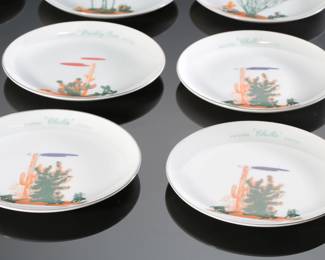 Lot of  12 Vintage Blakely Oil & Gas Fine China Arizona Cactus Plates  6.4in
