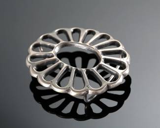 Vintage Navajo Sand Cast Silver Belt Buckle Native American 
