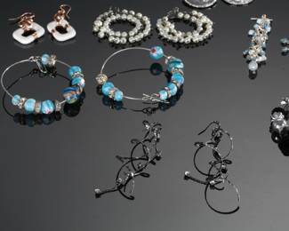 #8 Costume Jewelry Lot 20 Pairs of Earrings 
