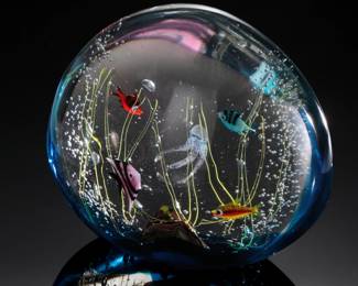 *Signed* Vintage Elio Raffaeli Murano Art Glass Fish Tank Aquarium LARGE
