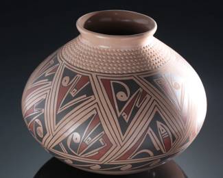  Armando Silveira Mata Ortiz Corrugated Polychrome Pot Native American Pottery
