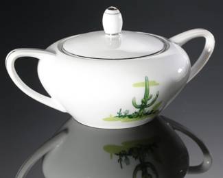 Vintage Blakely Oil & Gas Fine China Arizona Cactus Sugar & Creamer Set 
