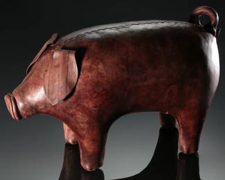 Dimitri Omersa for Abercrombie & Fitch Leather Pig Ottoman Footstool 
