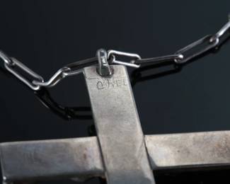 Vintage Navajo Chee Turquoise & Silver Cross Pendant & Necklace 
