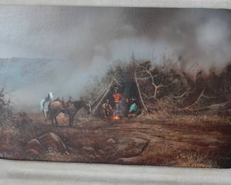 *Original* Art Ted Blaylock “Warriors Stop Over” Painting Native American Scene 
