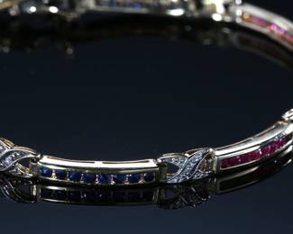 10k Gold Ruby & Saphire Pannel Bracket
