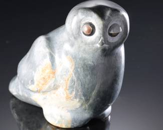 Edward E. Hofseth Inuit Eskimo Carved Owl Bird Soapstone Sculpture Signed 
