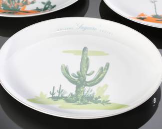 Lot of 3 Vintage Blakely Oil & Gas Fine China Arizona Cactus Plates 10.25in
