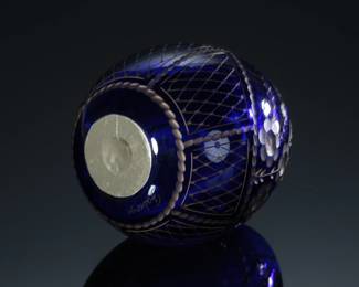 Russian Faberge Crystal Glass Etched Egg
