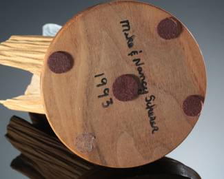 Artist Made Carved Wood Bird Sculpture Mike & Nancy Scherer
