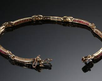 10k Gold Ruby & Saphire Pannel Bracket
