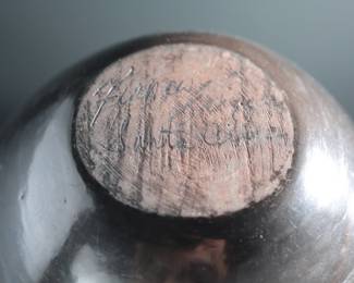 Santa Clara Blackware Caved Avanyu Pot Native American Pottery Signed
