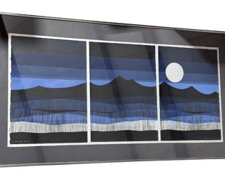 Gwen Entz Peterson "Midnight Moon" Signed Triptych Original  Print Art Painting 
