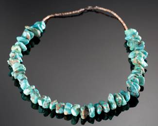 Vintage Chunky Natural Turquoise and Heishi Necklace Native American Jewelry 
