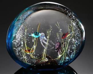 *Signed* Vintage Elio Raffaeli Murano Art Glass Fish Tank Aquarium LARGE
