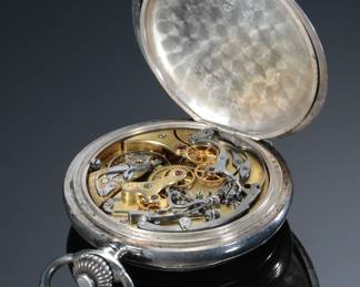 Antique Zenith Chronograph Pocket Watch 800 Silver Case Zenith Grand Prix Paris 1900

