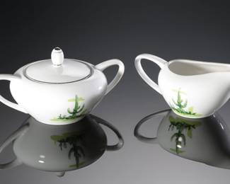 Vintage Blakely Oil & Gas Fine China Arizona Cactus Sugar & Creamer Set 
