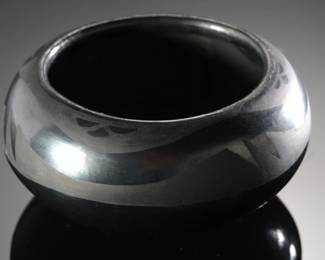 San Ildefonso Avanyu Serpent Pot Native American Pottery Florence Blackware
