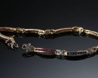 10k Gold Ruby & Saphire Pannel Bracket
