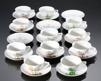 Lot of 11 Vintage Blakely Oil & Gas Fine China Arizona Cactus Coffee Cup & Saucer Sets 
