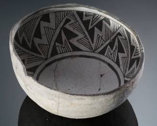 Anasazi Salado Roosevelt Black on White Bowl Prehistoric Native American Pottery Roosevelt Lake 
