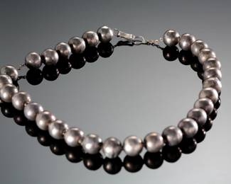 Vintage Mexican Sterling Silver Beaded Necklace 
