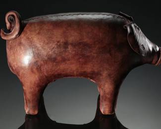 Dimitri Omersa for Abercrombie & Fitch Leather Pig Ottoman Footstool 
