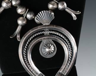 Vintage Navajo Silver Squash Blossom Necklace&nbsp;
