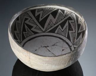 Anasazi Salado Roosevelt Black on White Bowl Prehistoric Native American Pottery Roosevelt Lake 
