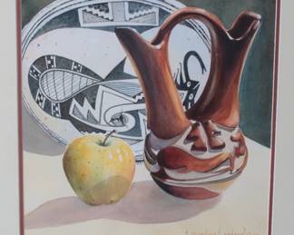 *Original* Watercolor Painting Secundino Sandoval Native American Pottery Art  
