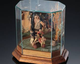 Terrie Saxon Storyteller Navajo Pottery Native American Clay Figure
