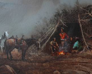 *Original* Art Ted Blaylock “Warriors Stop Over” Painting Native American Scene 
