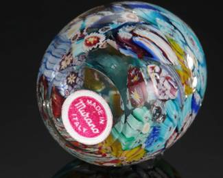 Murano Art Glass Millefiori Egg Paperweight 

