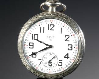 1943 Elgin 594 Model 7 Pocket Watch 16s Montgomery Dial
