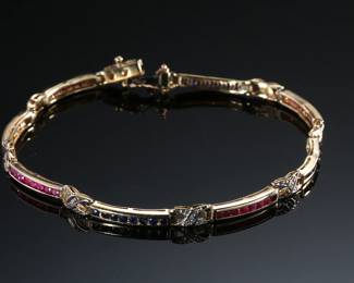 10k Gold Ruby & Saphire Pannel Bracket
