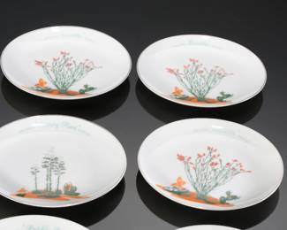 Lot of  12 Vintage Blakely Oil & Gas Fine China Arizona Cactus Plates  6.4in
