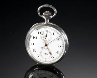 Antique Zenith Chronograph Pocket Watch 800 Silver Case Zenith Grand Prix Paris 1900
