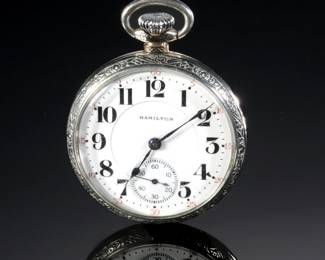 1928 Hamilton 992 Model 2 Pocket Watch 10k White Gold Filled Case
