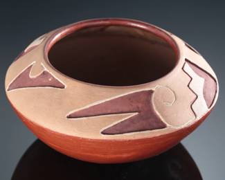  San Juan Pot Carved Redware Native American Pottery 
