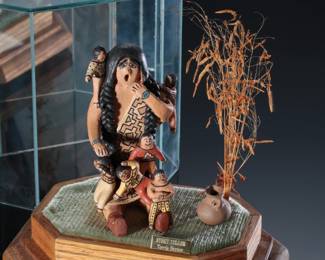 Terrie Saxon Storyteller Navajo Pottery Native American Clay Figure
