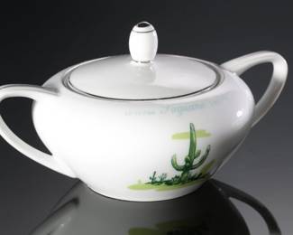 Vintage Blakely Oil & Gas Fine China Arizona Cactus Sugar & Creamer Set 
