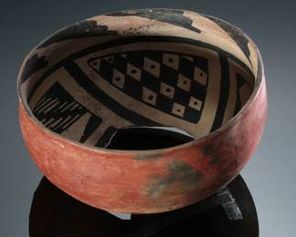 Gila Polychrome Mimbres Kill Bowl&nbsp;Salado Indians Prehistoric Native American Pottery 
